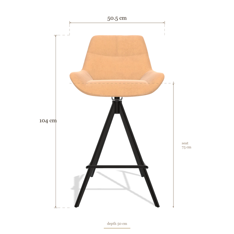 Taburete de bar Bari 6459, medidas 50.5 x 50 x 104 cm