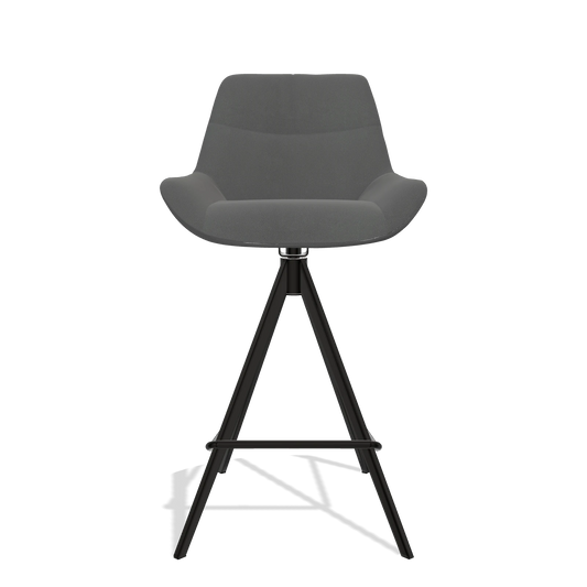 Bar Stool Bari 6459 in Leather B502 (dark grey), black legs, front view