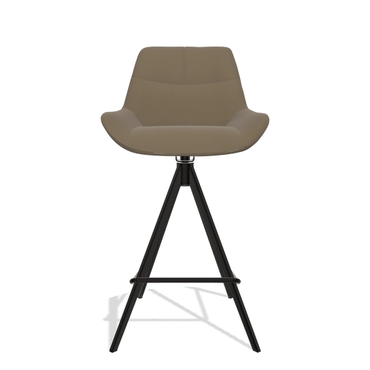 Bar Stool Bari 6459 in Leather B901 (olive), black legs, front view
