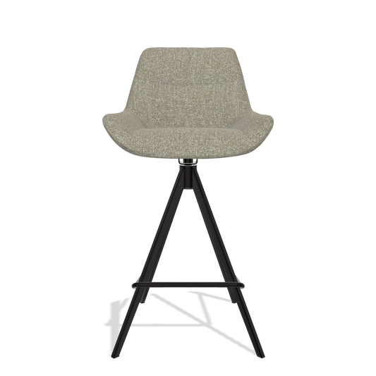 Barhocker Bari 6459 in Stoff Lodge 05 (Taupe), Beine in Schwarz, Vorderansicht