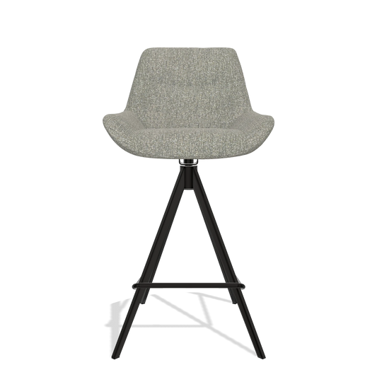 Barhocker Bari 6459 in Stoff Lodge 84 (Taupe), Beine in Schwarz, Vorderansicht
