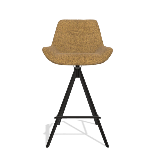 Sgabello da bar Bari 6459 in tessuto Mito 06 (cognac), gambe in nero, vista frontale