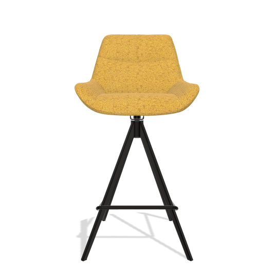 Barhocker Bari 6459 in Stoff Mito 132 (Ocker), Beine in Schwarz, Vorderansicht