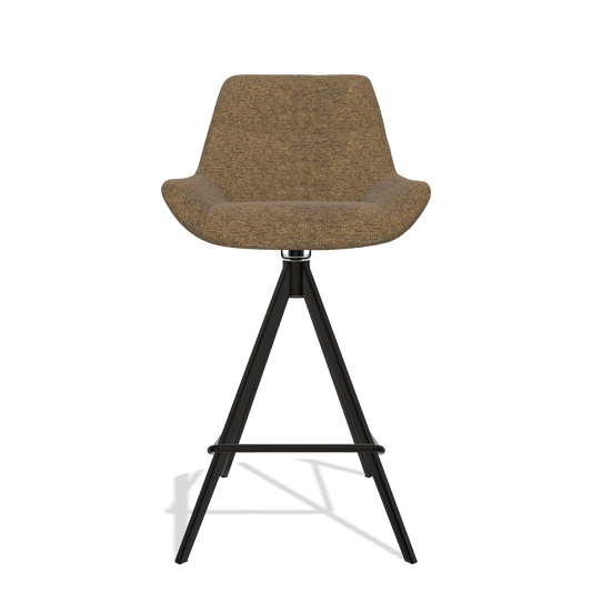 Barhocker Bari 6459 in Stoff Mito 14 (Braun), Beine in Schwarz, Vorderansicht