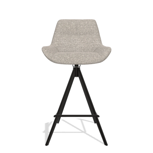 Barhocker Bari 6459 in Stoff Mito 180 (Greige), Beine in Schwarz, Vorderansicht
