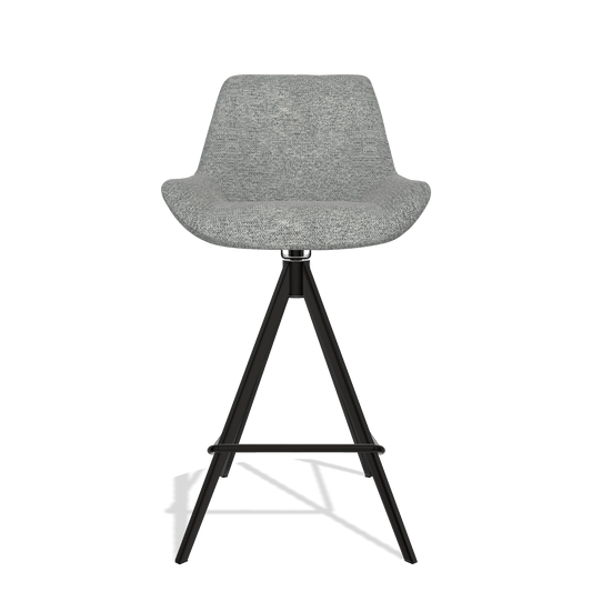 Sgabello da bar Bari 6459 in tessuto Mito 97 (tortora), gambe in nero, vista frontale