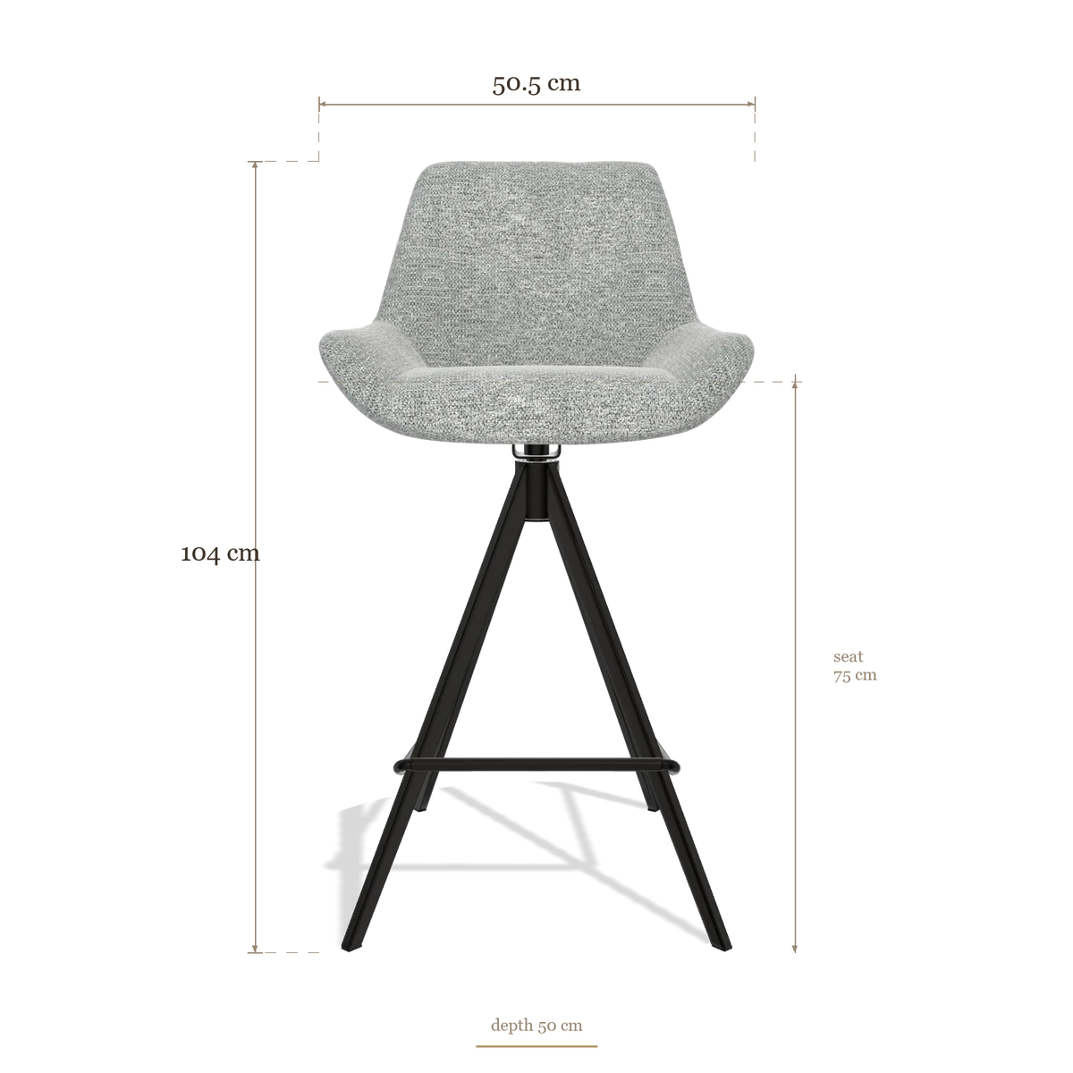 Bar Stool Bari 6459, dimensions 50.5 x 50 x 104 cm