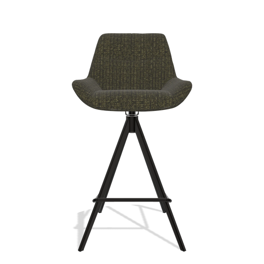 Sgabello da bar Bari 6459 in tessuto Niagara 502 (nero), gambe in nero, vista frontale