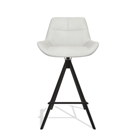 Sgabello da bar Bari 6459 in tessuto Niagara 901 (grigio chiaro), gambe in nero, vista frontale
