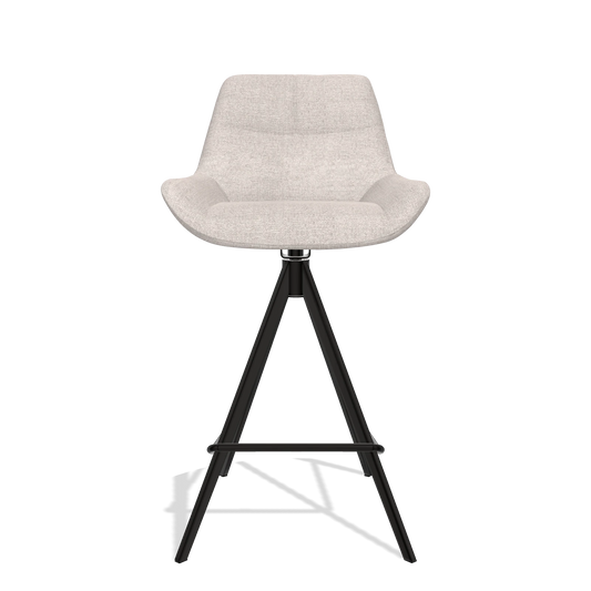 Sgabello da bar Bari 6459 in tessuto Oasis 01 (grigio chiaro), gambe in nero, vista frontale