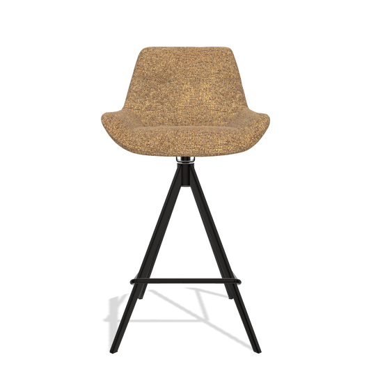 Barhocker Bari 6459 in Stoff Oasis 16 (Karamell), Beine in Schwarz, Vorderansicht
