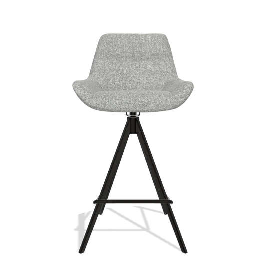 Barhocker Bari 6459 in Stoff Oasis 40 (Greige), Beine in Schwarz, Vorderansicht