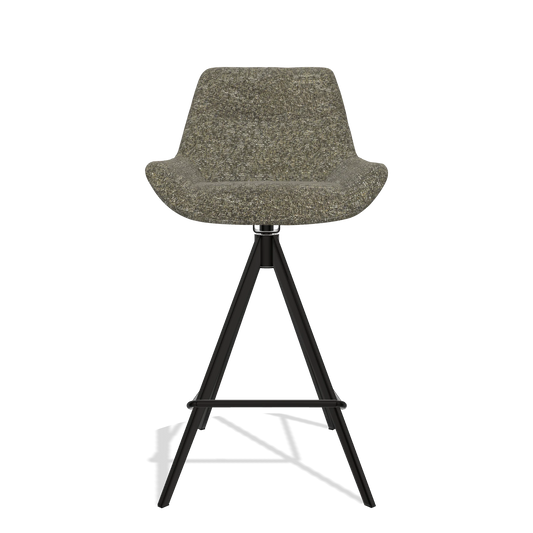 Barhocker Bari 6459 in Stoff Oasis 88 (Braun), Beine in Schwarz, Vorderansicht