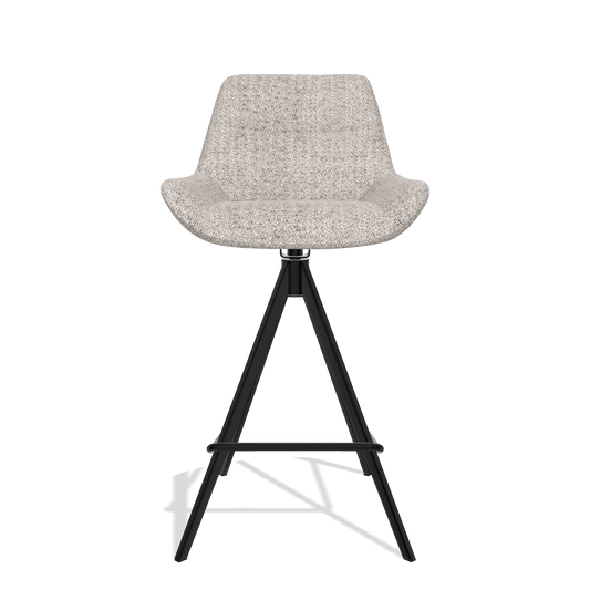 Barhocker Bari 6459 in Stoff Oasis 91 (Greige), Beine in Schwarz, Vorderansicht