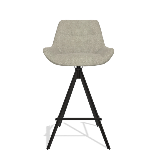 Barhocker Bari 6459 in Stoff Rhythm 05 (Greige), Beine in Schwarz, Vorderansicht