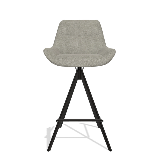 Barhocker Bari 6459 in Stoff Rhythm 84 (Grau), Beine in Schwarz, Vorderansicht