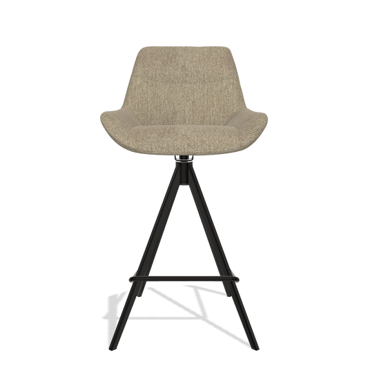 Barhocker Bari 6459 in Stoff San Remo 101 (Taupe), Beine in Schwarz, Vorderansicht