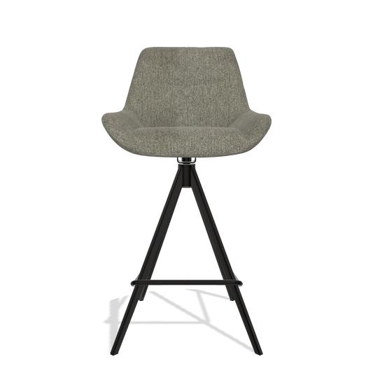 Barhocker Bari 6459 in Stoff San Remo 103 (Dunkelgrau), Beine in Schwarz, Vorderansicht