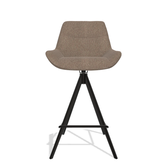 Barhocker Bari 6459 in Stoff San Remo 201 (Oliv), Beine in Schwarz, Vorderansicht