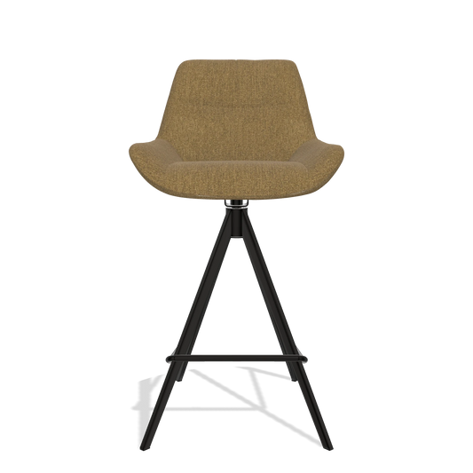 Barhocker Bari 6459 in Stoff San Remo 401 (Oliv), Beine in Schwarz, Vorderansicht