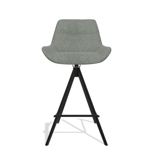 Barhocker Bari 6459 in Stoff San Remo 502 (Taupe), Beine in Schwarz, Vorderansicht