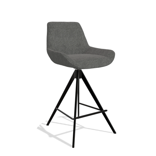Barhocker Bari 6459 in Stoff San Remo 800 (Anthrazit), Beine in Schwarz, Schrägansicht