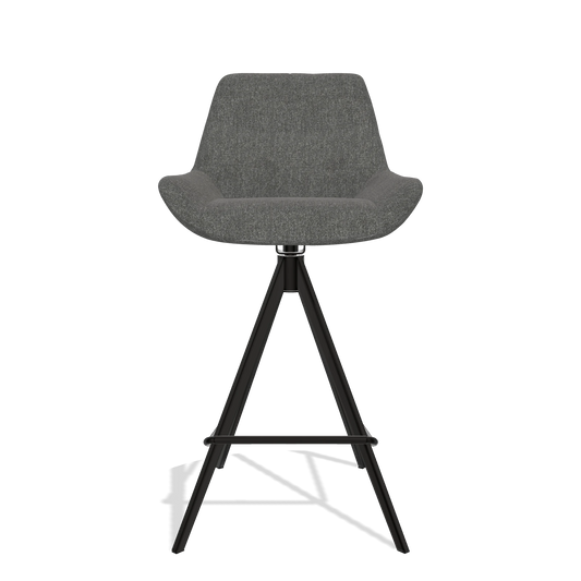 Barhocker Bari 6459 in Stoff San Remo 800 (Anthrazit), Beine in Schwarz, Vorderansicht