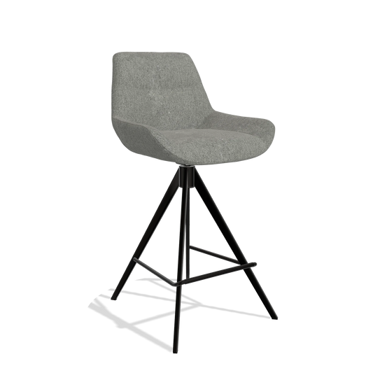 Barhocker Bari 6459 in Stoff San Remo 802 (Taupe), Beine in Schwarz, Schrägansicht