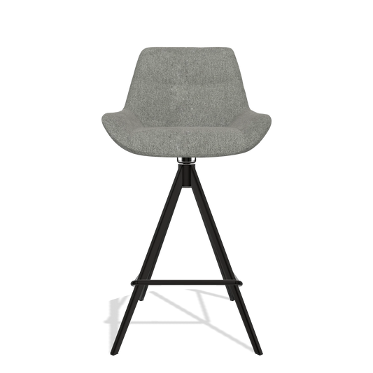 Barhocker Bari 6459 in Stoff San Remo 802 (Taupe), Beine in Schwarz, Vorderansicht