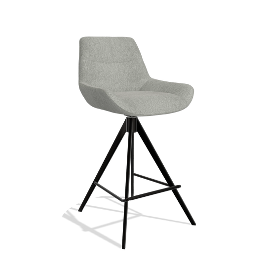Barhocker Bari 6459 in Stoff San Remo 901 (Grau), Beine in Schwarz, Schrägansicht