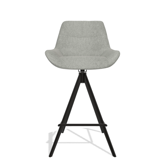 Barhocker Bari 6459 in Stoff San Remo 901 (Grau), Beine in Schwarz, Vorderansicht