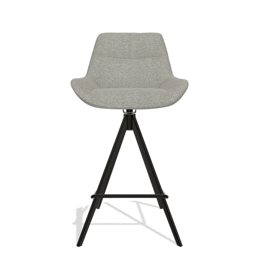 Barhocker Bari 6459 in Stoff Sneak 01 (Grau), Beine in Schwarz, Vorderansicht