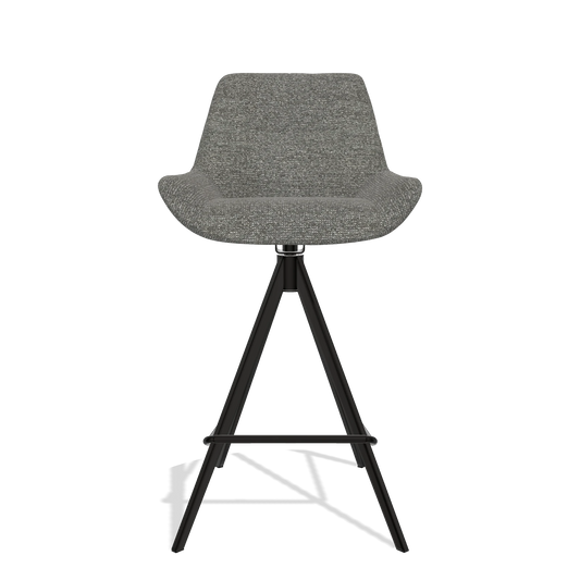 Barhocker Bari 6459 in Stoff Sneak 12 (Dunkelgrau), Beine in Schwarz, Vorderansicht