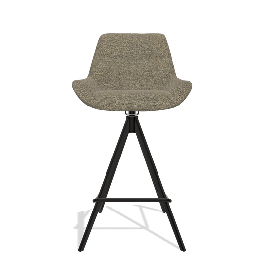 Barhocker Bari 6459 in Stoff Sneak 124 (Oliv), Beine in Schwarz, Vorderansicht