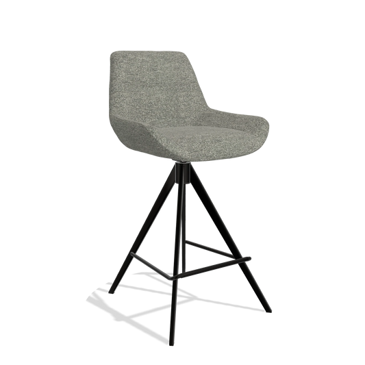 Barhocker Bari 6459 in Stoff Sneak 149 (Taupe), Beine in Schwarz, Schrägansicht