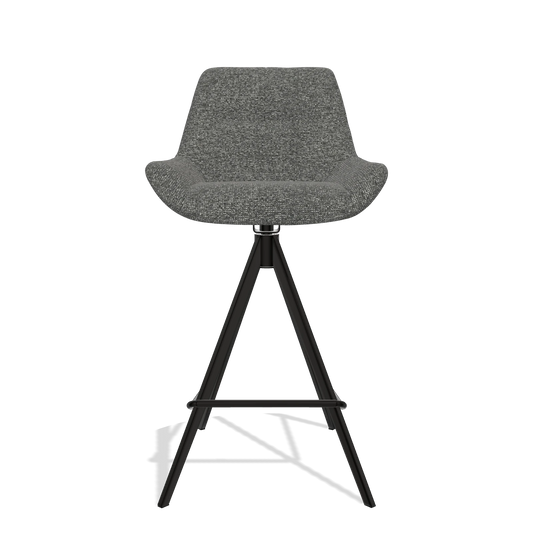 Barhocker Bari 6459 in Stoff Sneak 65 (Dunkelgrau), Beine in Schwarz, Vorderansicht
