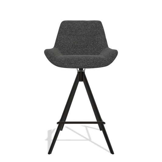 Barhocker Bari 6459 in Stoff Sneak 67 (Schwarz), Beine in Schwarz, Vorderansicht