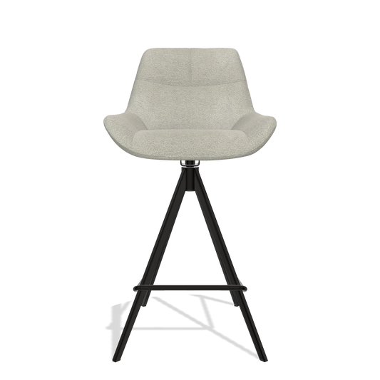 Barhocker Bari 6459 in Stoff Stella 01 (Greige), Beine in Schwarz, Vorderansicht