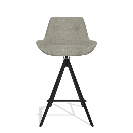 Barhocker Bari 6459 in Stoff Stella 10 (Taupe), Beine in Schwarz, Vorderansicht