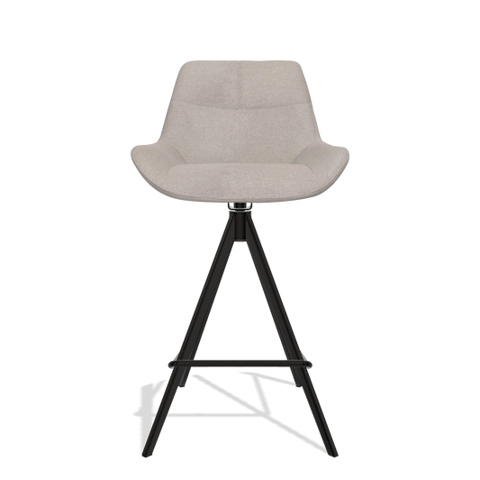 Barhocker Bari 6459 in Stoff Stella 106 (Greige), Beine in Schwarz, Vorderansicht