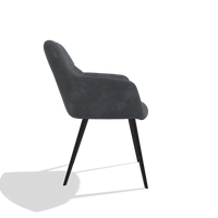 Silla de comedor Bari 6405 en tela Adore 56 (antracita), patas en negro, vista lateral