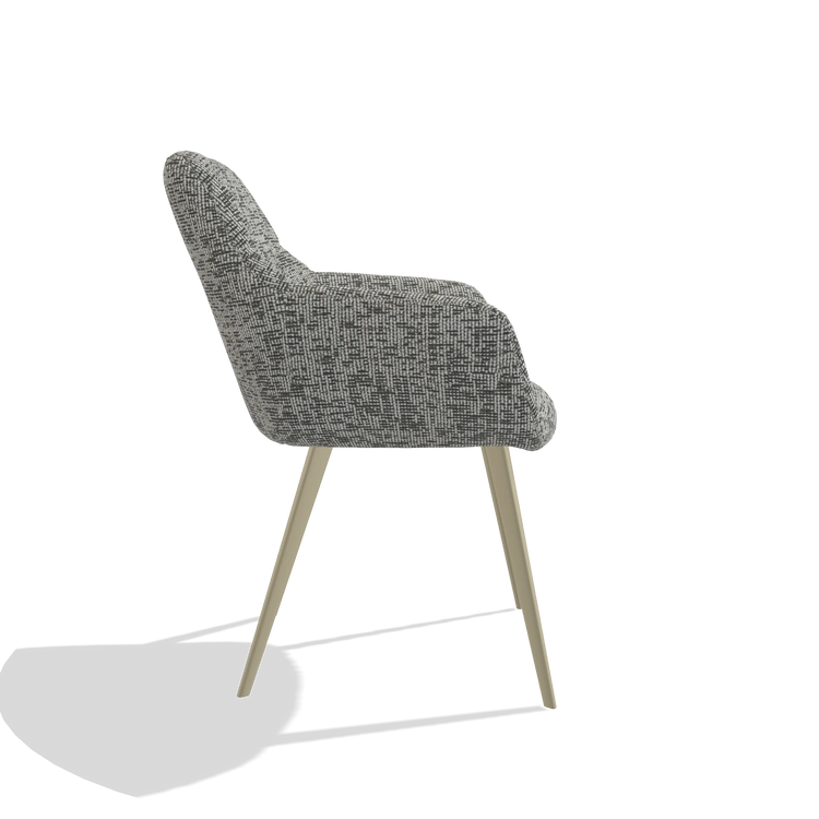 Esszimmerstuhl Bari 6405 in Stoff Be Fine 45 (Taupe), Beine in Champagner, Seitenansicht