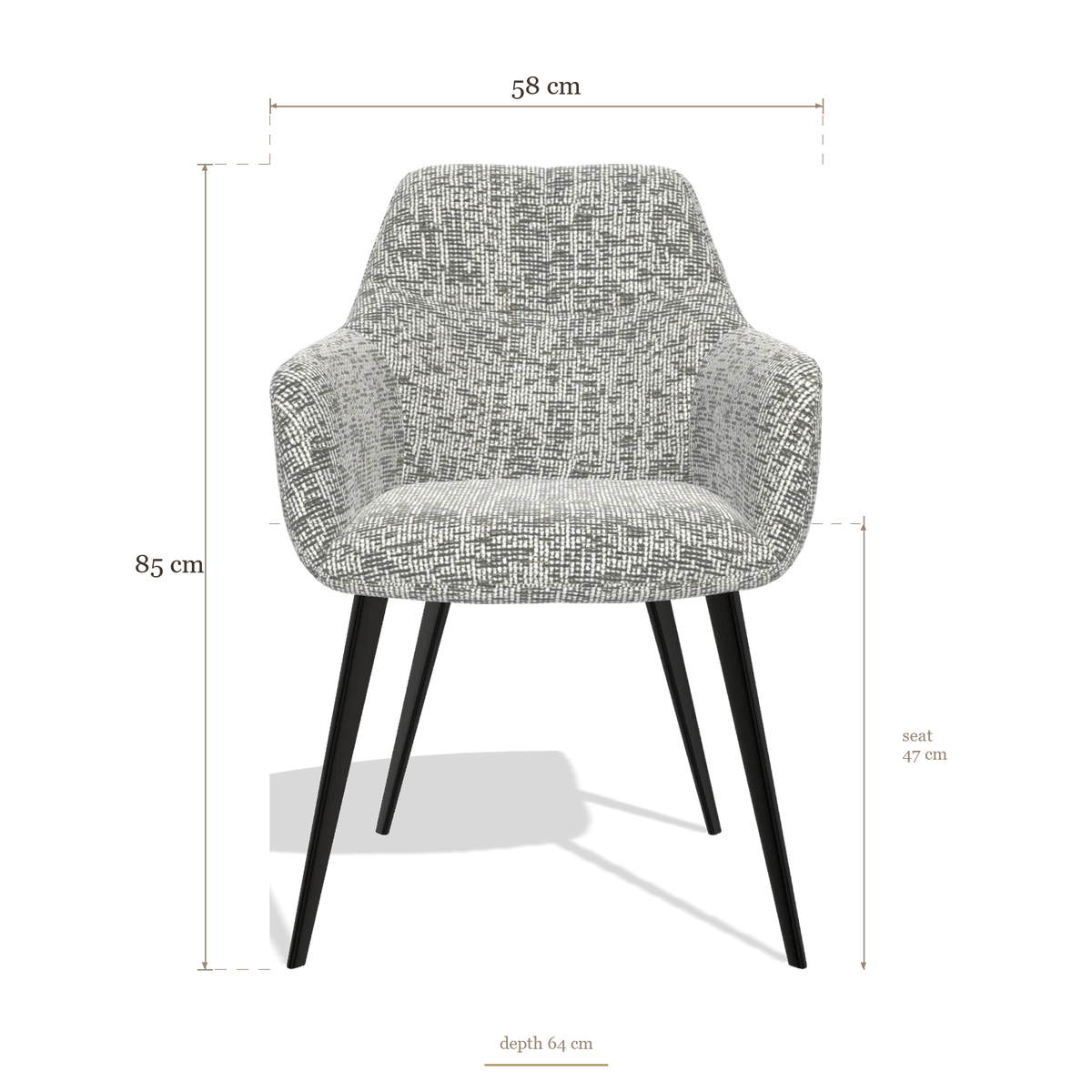 Esszimmerstuhl Bari 6405, Maße 58 x 64 x 85 cm