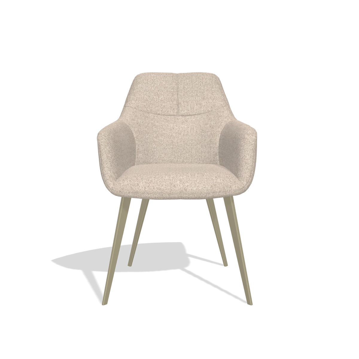 Dining Chair Bari 6405 in Cayenne 102 fabric (sand), champagne legs, front view