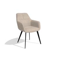 Silla de comedor Bari 6405 en tela Cayenne 196 (rosa palo), patas en negro, vista en ángulo