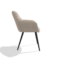 Silla de comedor Bari 6405 en tela Cayenne 196 (rosa palo), patas en negro, vista lateral