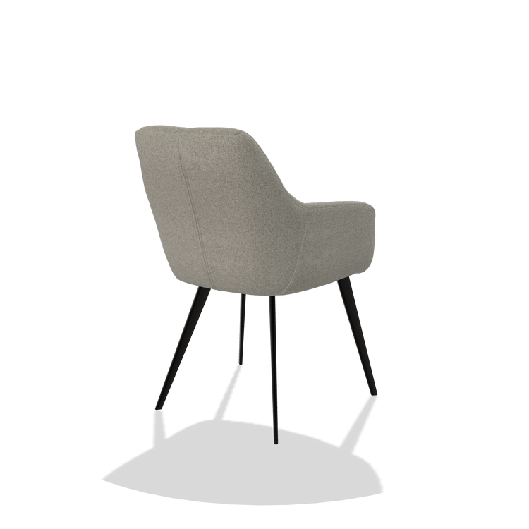 Dining Chair Bari 6405 in Glory 01 fabric (greige), black legs, back angled view