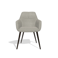 Dining Chair Bari 6405 in Glory 01 fabric (greige), espresso legs, front view