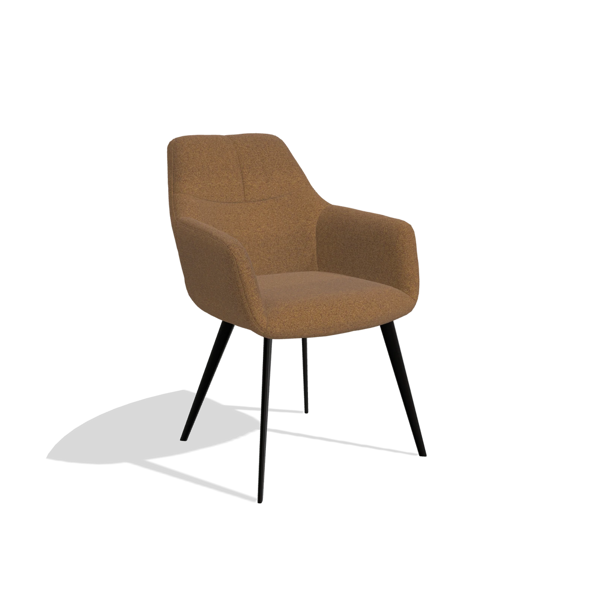 Dining Chair Bari 6405 in Glory 16 fabric (brown), black legs, angled view