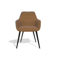 Dining Chair Bari 6405 in Glory 16 fabric (brown), black legs, front view